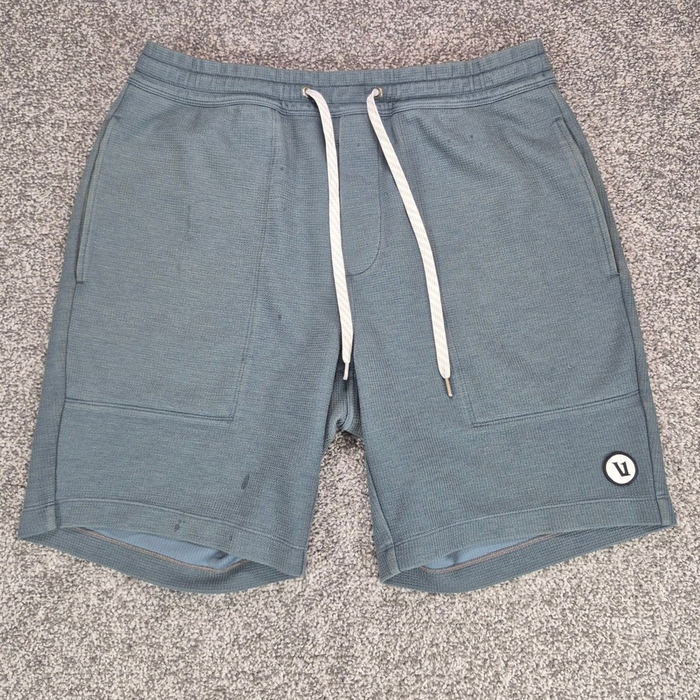 Vuori Waffle Knit Shorts Mens Medium Blue Performance Athletic Lounge